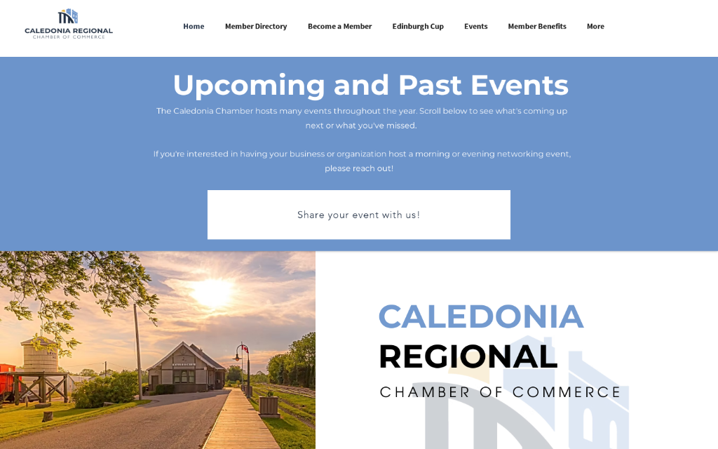 The Chamber's old homepage showed a calendar widget's setup instructions to visitors
