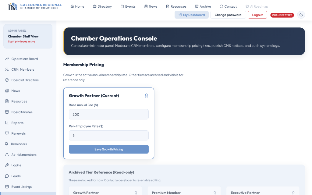 Membership pricing configuration in the staff console