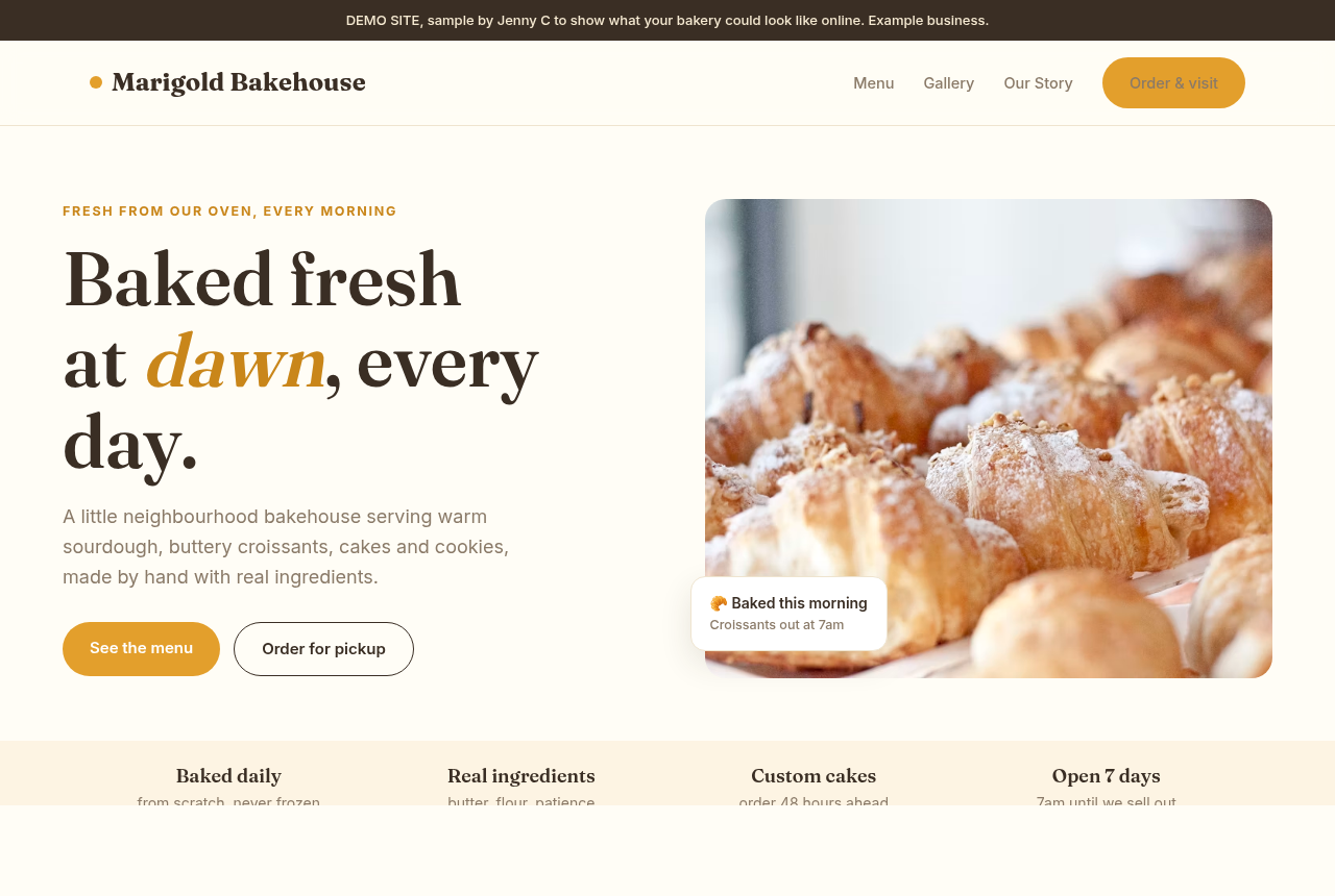 Bakery sample site